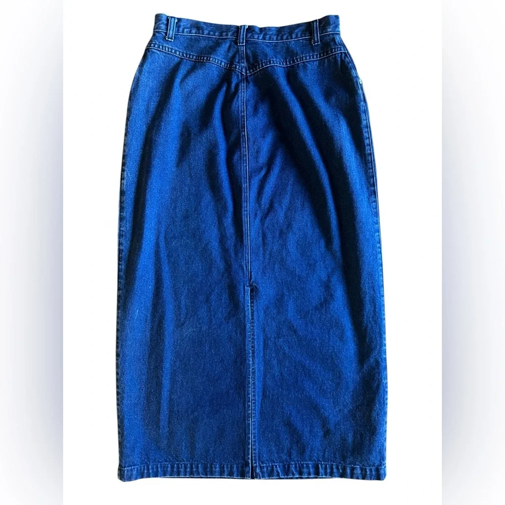 VTG CASUAL CORNER Denim Maxi Skirt Sz 14 Made in Hong Kong 90s Long Jean‎ Skirt